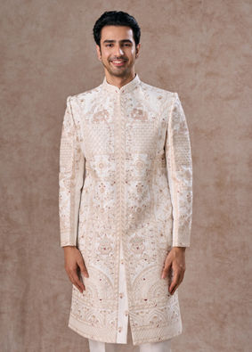 Manyavar Men Elegant White Sherwani
