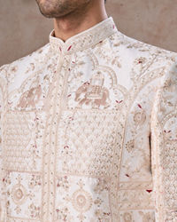 Manyavar Men Elegant White Sherwani