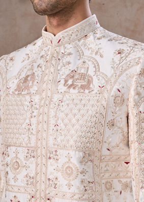 Manyavar Men Elegant White Sherwani