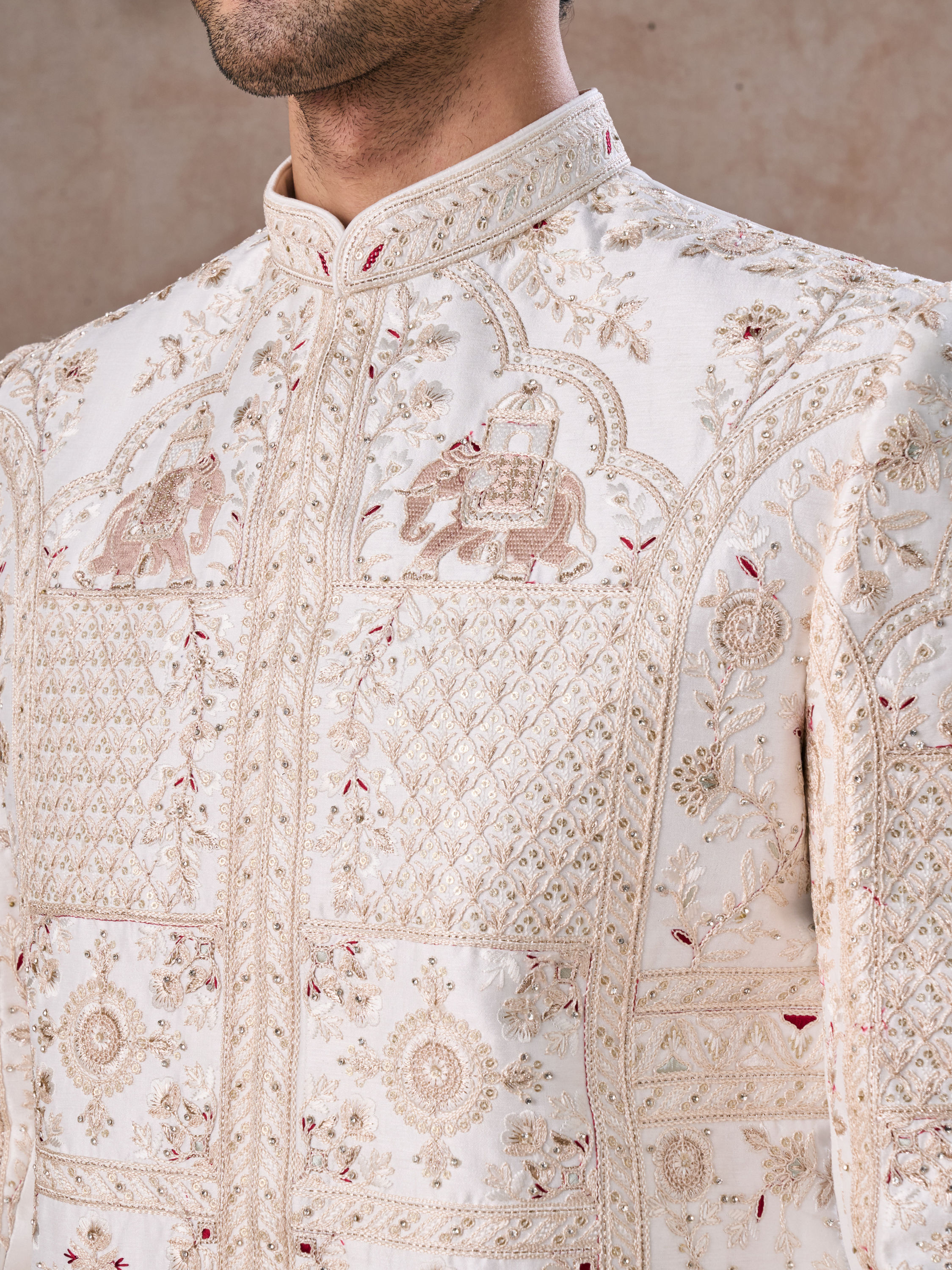 Manyavar Men Elegant White Sherwani