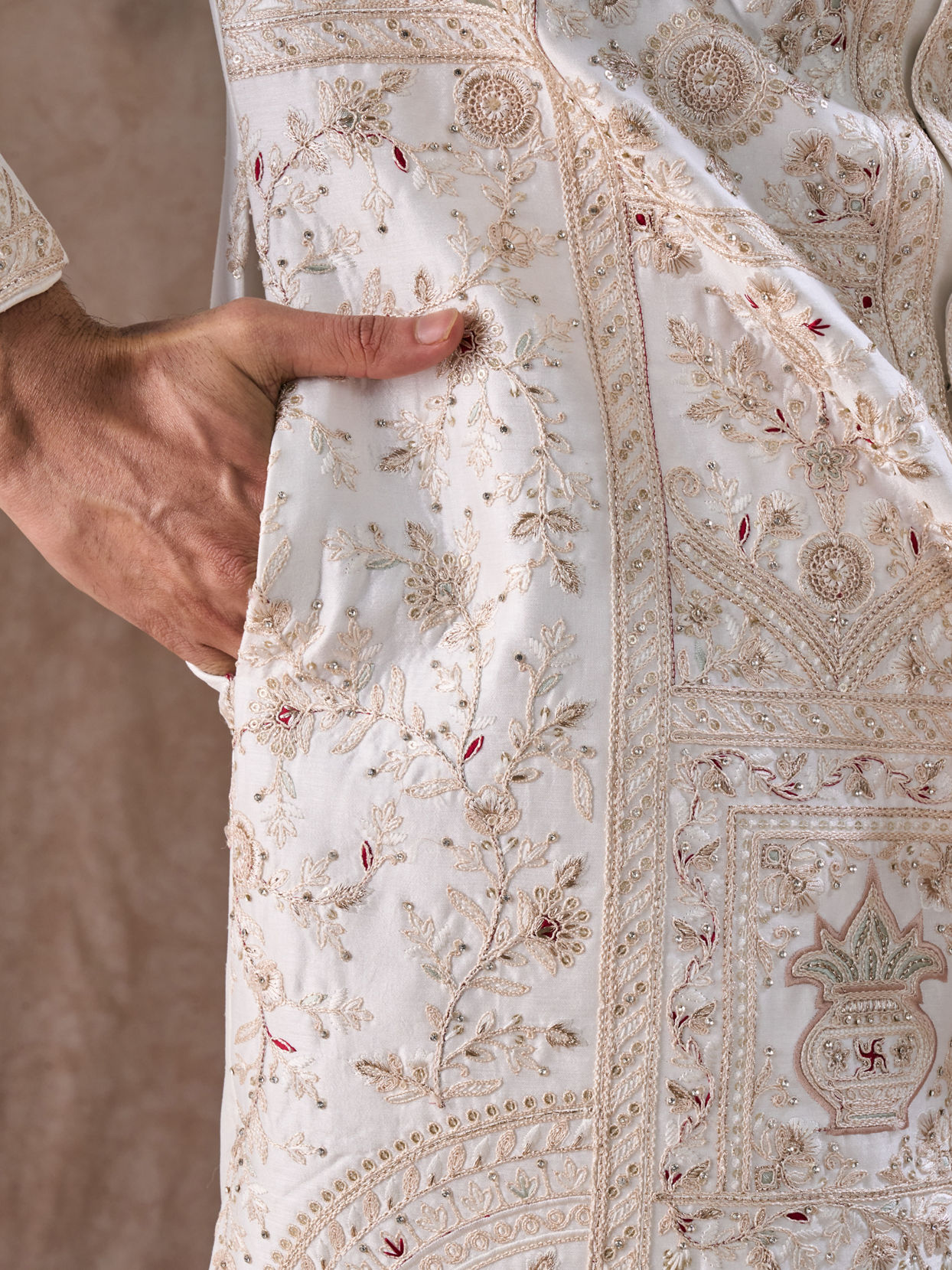 Manyavar Men Elegant White Sherwani
