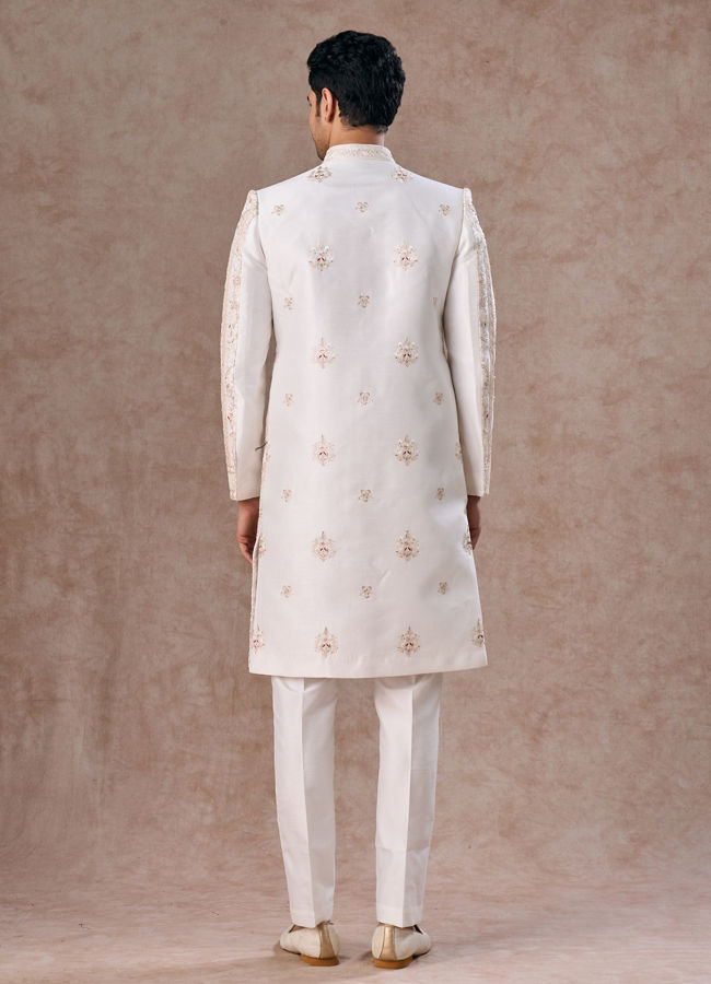 Manyavar Men Elegant White Sherwani