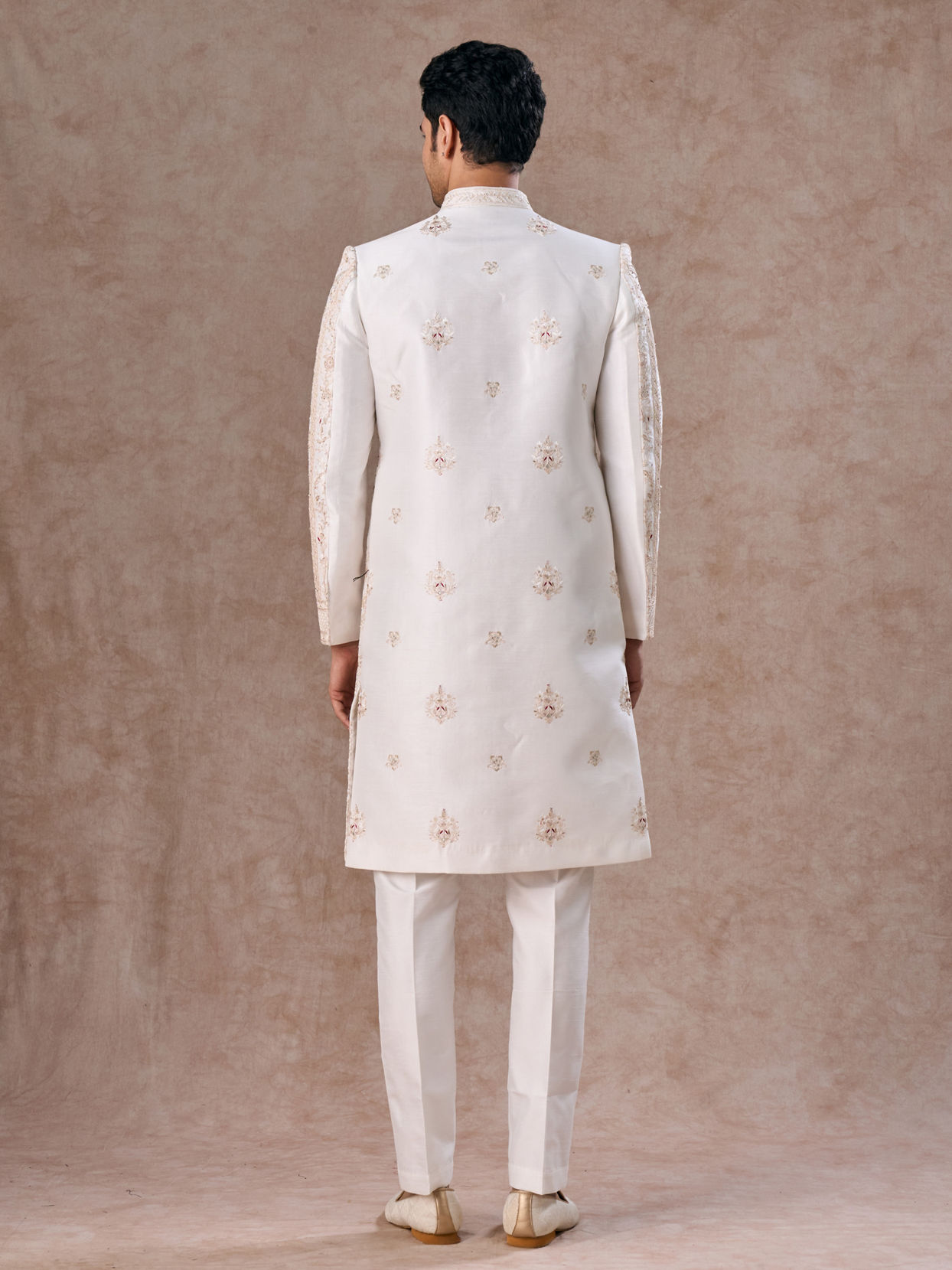 Manyavar Men Elegant White Sherwani