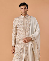Manyavar Men Elegant Warm White Sherwani