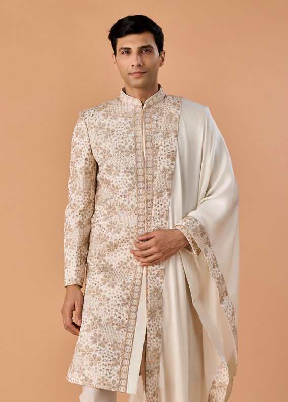 Manyavar Men Elegant Warm White Sherwani