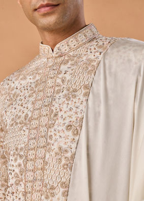 Manyavar Men Elegant Warm White Sherwani