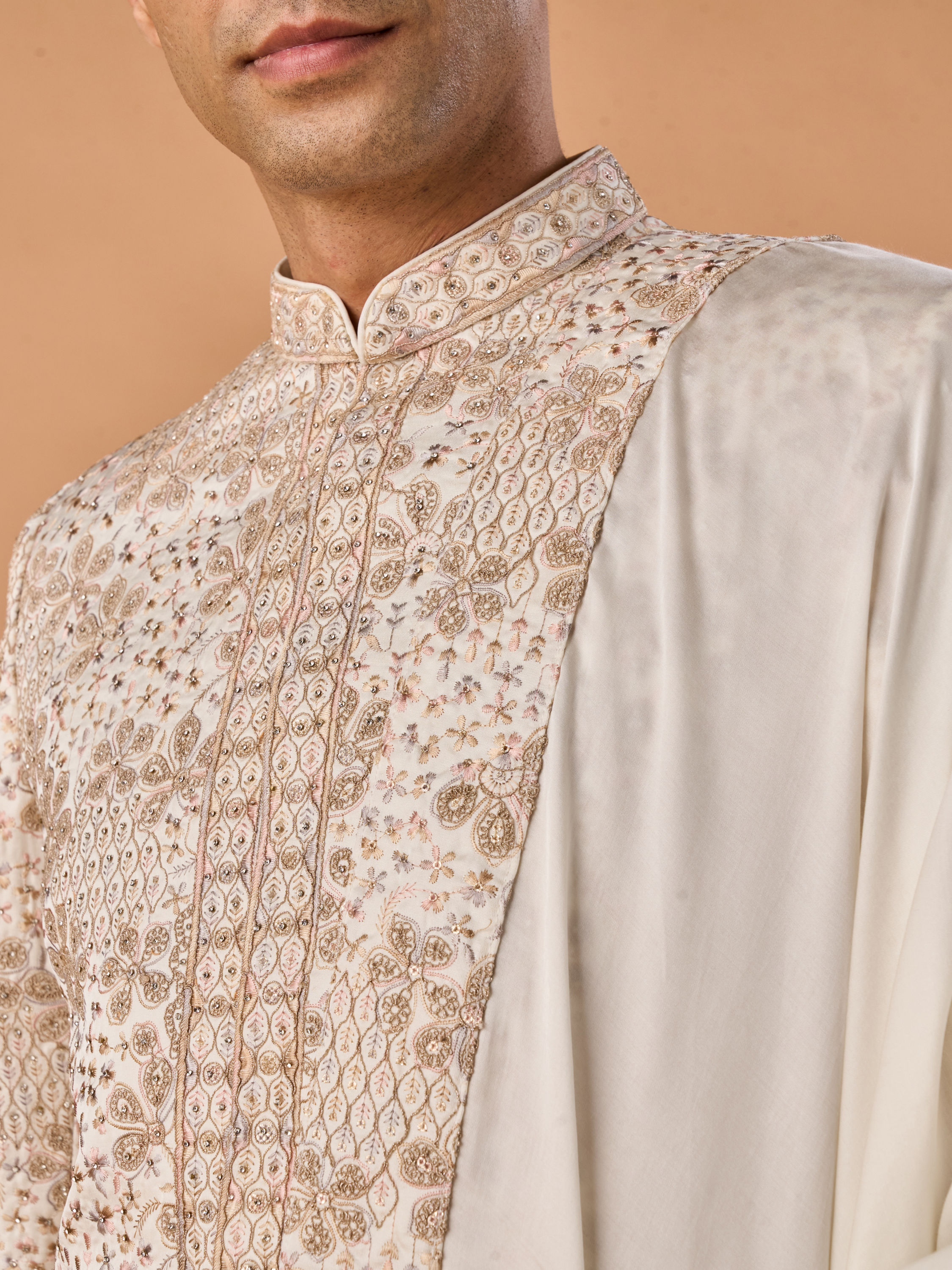Manyavar Men Elegant Warm White Sherwani