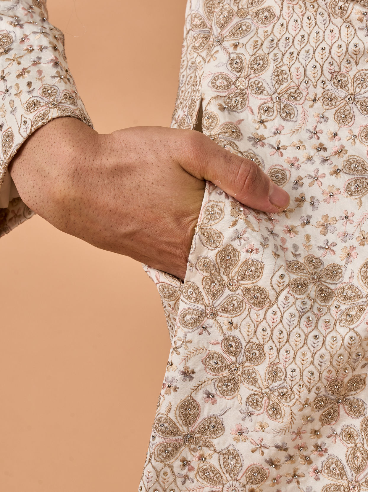 Manyavar Men Elegant Warm White Sherwani