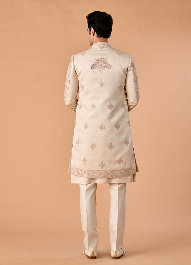 Manyavar Men Beige Elegance Sherwani