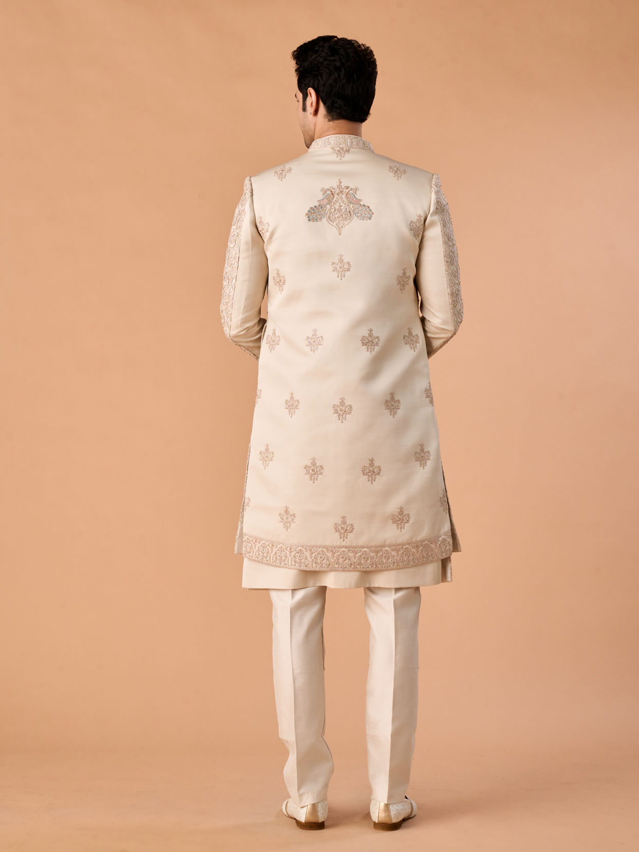 Manyavar Men Beige Elegance Sherwani