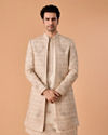 Manyavar Men Beige Elegance Open Sherwani