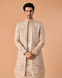 Manyavar Men Beige Elegance Sherwani