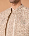 Manyavar Men Beige Elegance Open Sherwani