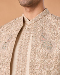 Manyavar Men Beige Elegance Sherwani