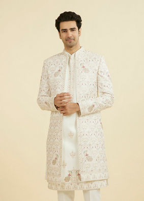 Manyavar Men Majestic Maroon Open Sherwani Set
