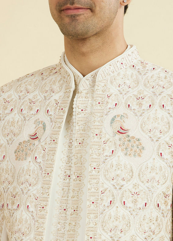 Manyavar Men Majestic Maroon Open Sherwani Set