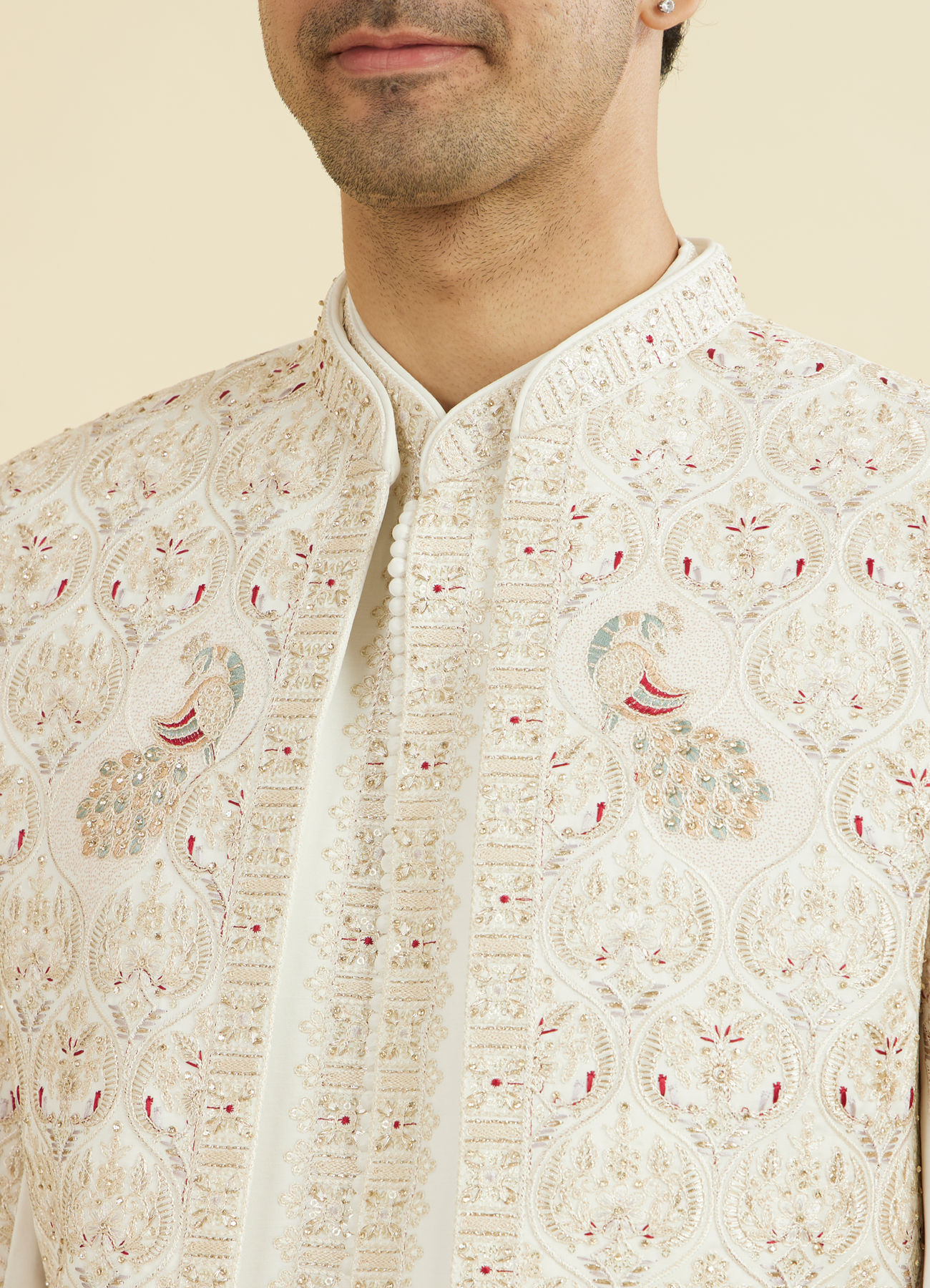 Manyavar Men Majestic Maroon Open Sherwani Set