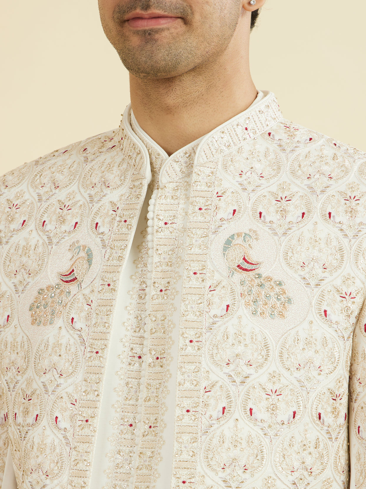 Manyavar Men Majestic Maroon Open Sherwani Set