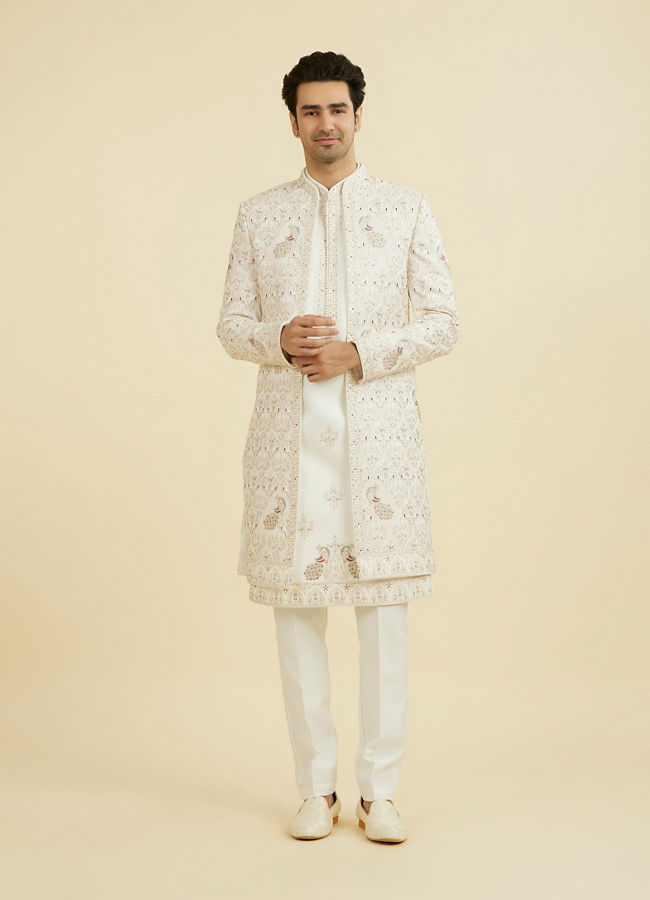 Manyavar Men Majestic Maroon Open Sherwani Set