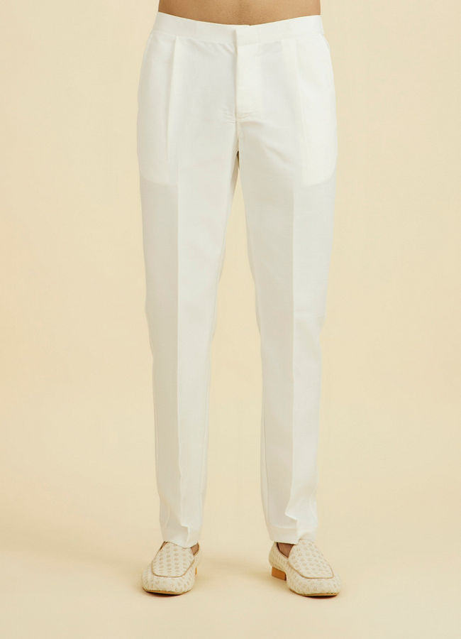 Manyavar Men White-Pink Open Sherwani Set