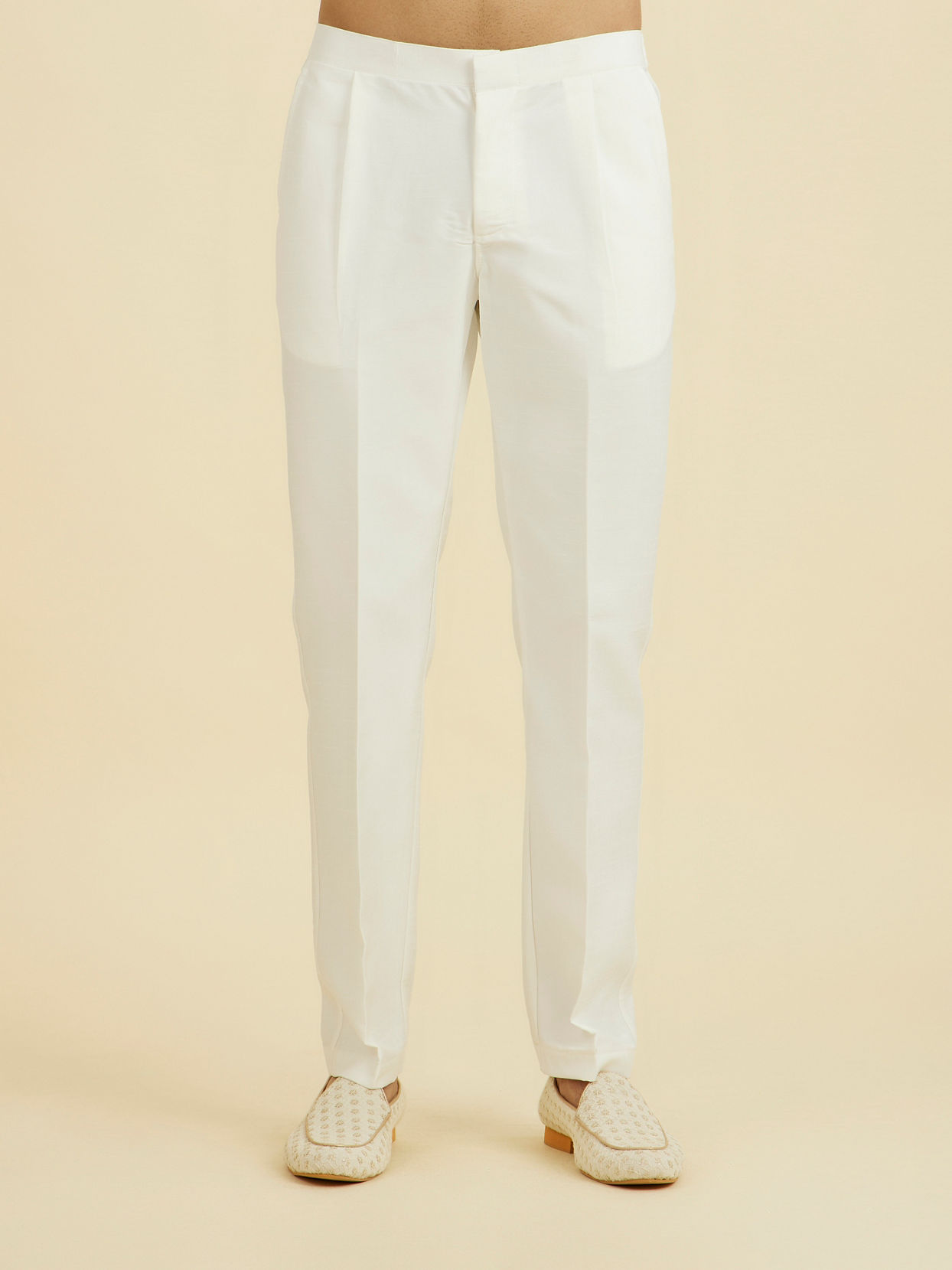 Manyavar Men White-Pink Open Sherwani Set