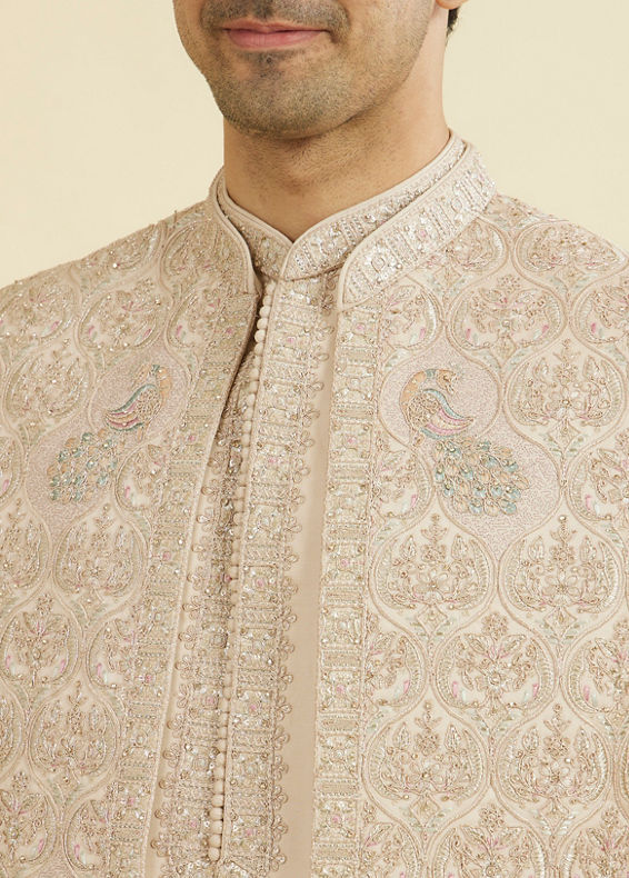 Manyavar Men Champagne Opulence Open Sherwani