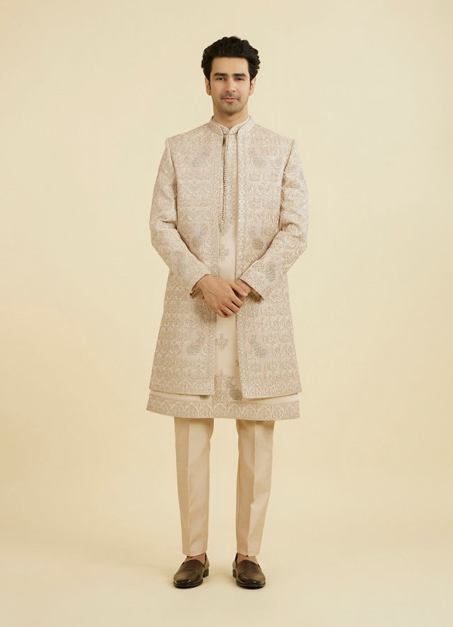 Manyavar Men Champagne Opulence Open Sherwani