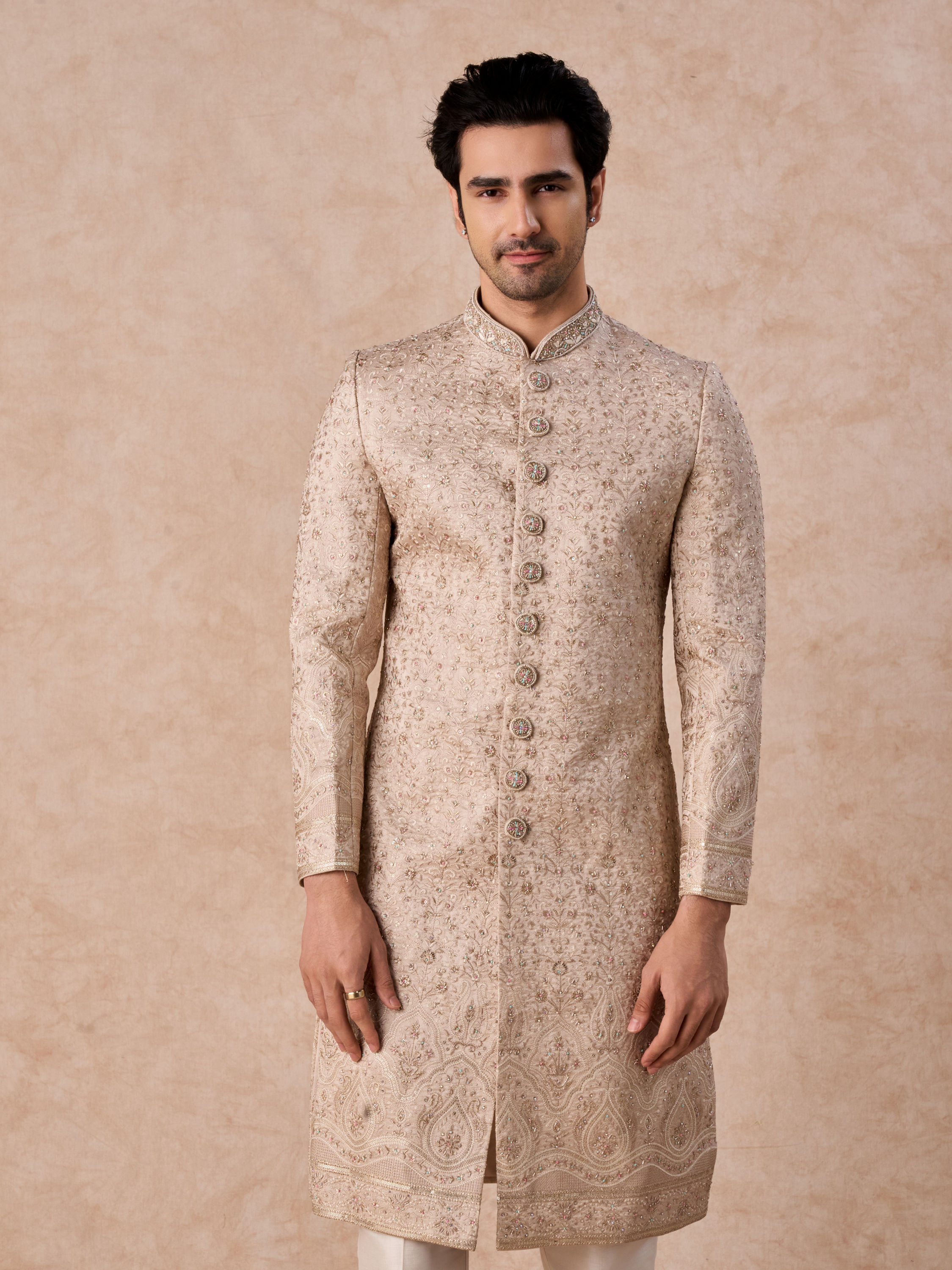 Manyavar Men Exquisite Beige Sherwani