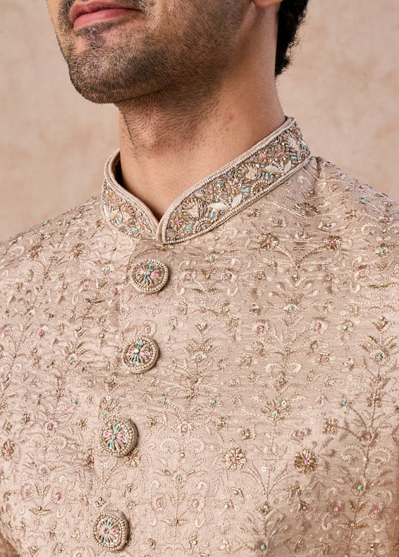 Manyavar Men Exquisite Beige Sherwani