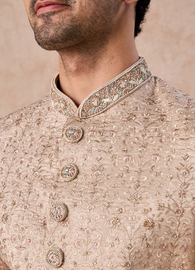 Manyavar Men Exquisite Beige Sherwani