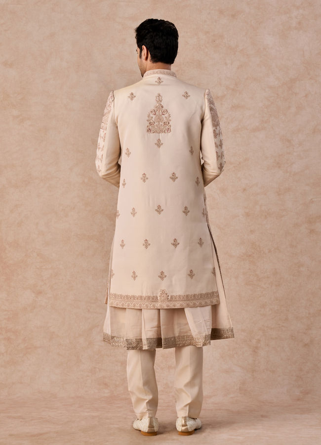 Manyavar Men Champagne Splendor Open Sherwani