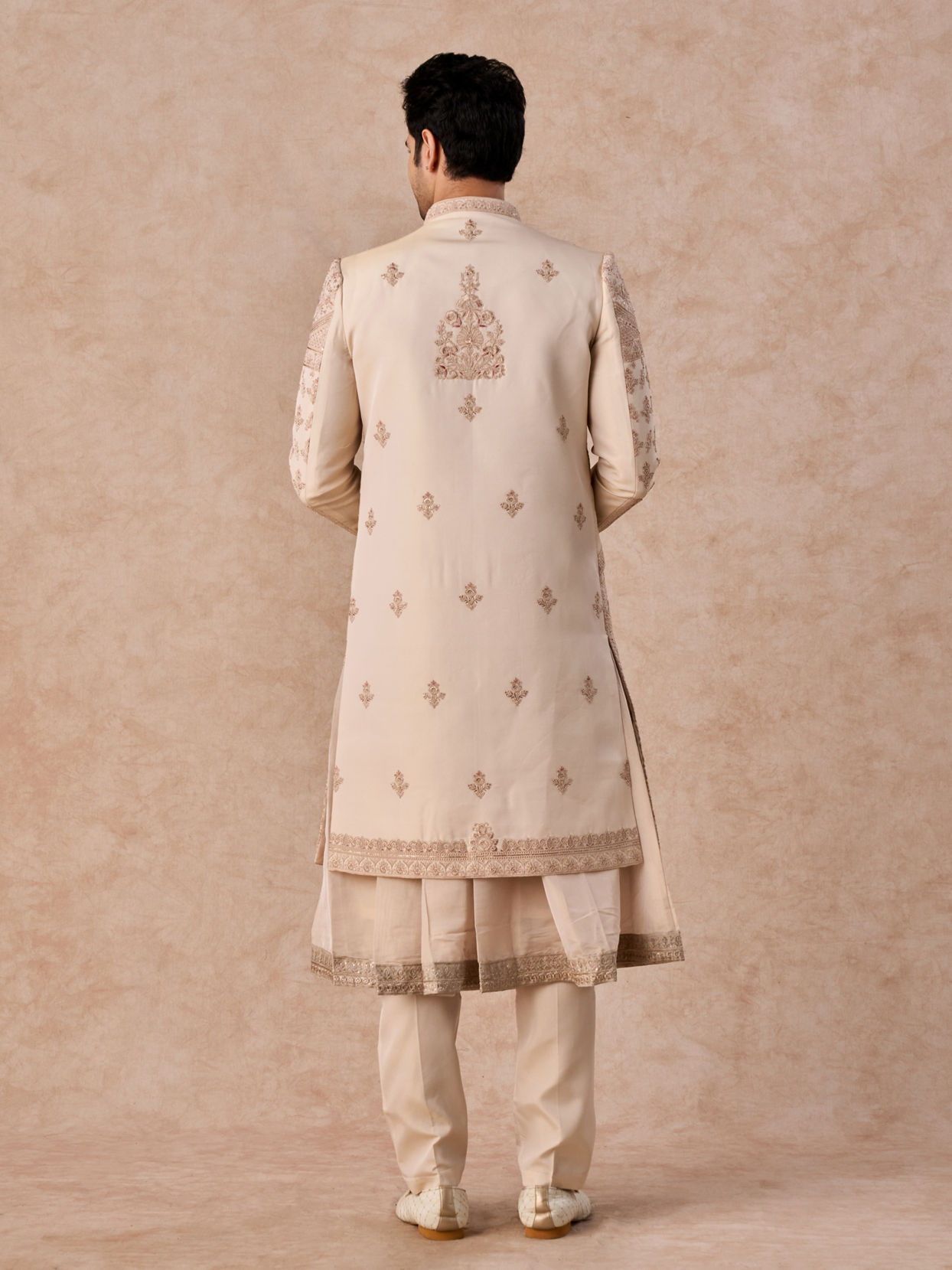Manyavar Men Champagne Splendor Open Sherwani