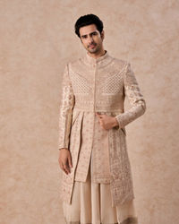 Manyavar Men Champagne Splendor Open Sherwani