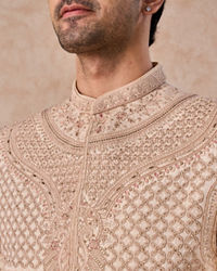 Manyavar Men Champagne Splendor Open Sherwani
