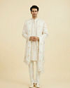 Manyavar Men Warm White Elegance Open Sherwani
