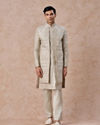 Manyavar Men Pista Green Satin Splendor Sherwani