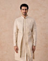 Manyavar Men Beige Satin Effect Sherwani