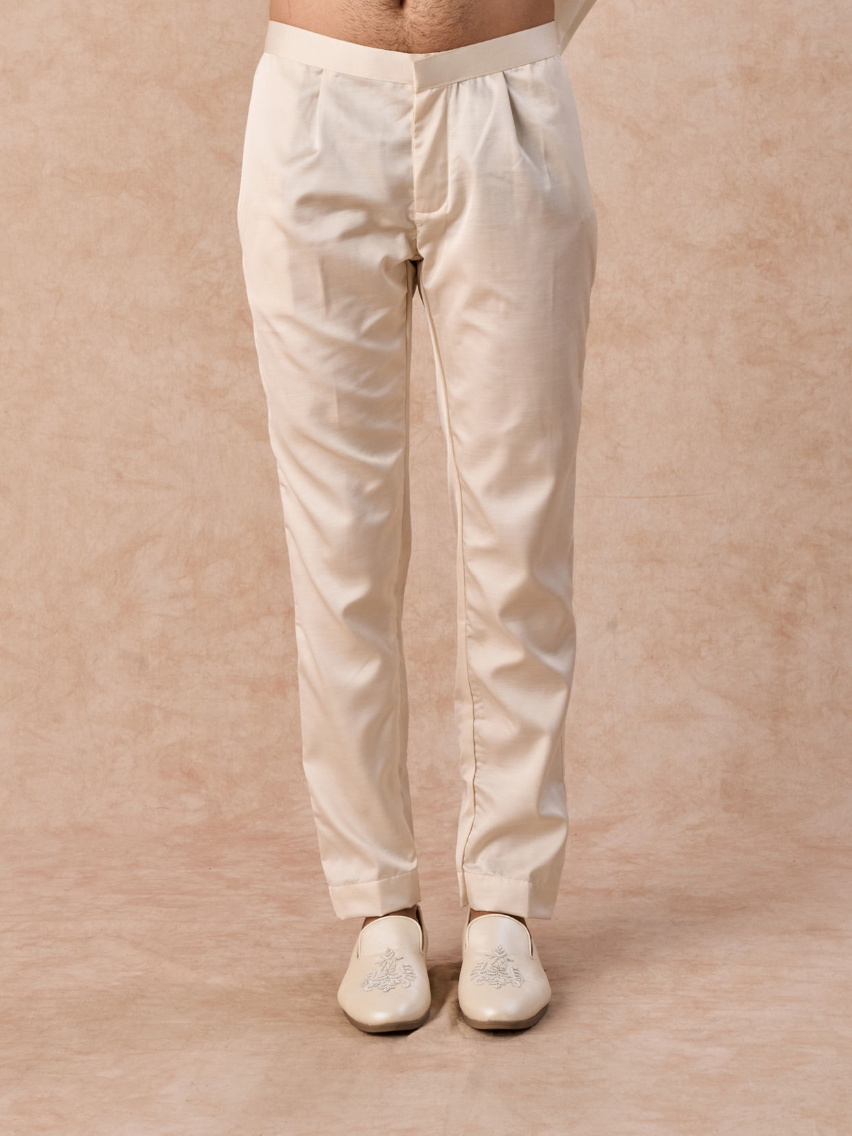 Manyavar Men Beige Satin Effect Open Sherwani