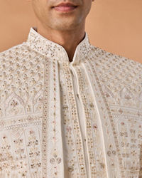 Manyavar Men Creamy Opulence Open Sherwani