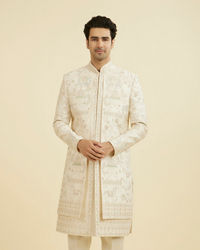 Manyavar Men Regal Beige Open Sherwani Set