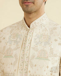 Manyavar Men Regal Beige Open Sherwani Set