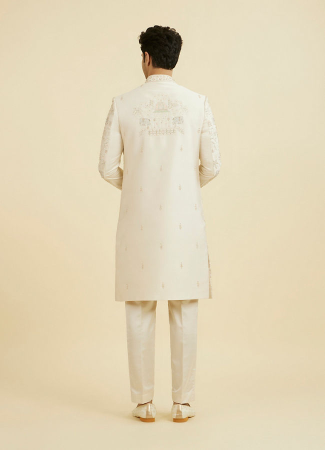 Manyavar Men Regal Beige Open Sherwani Set