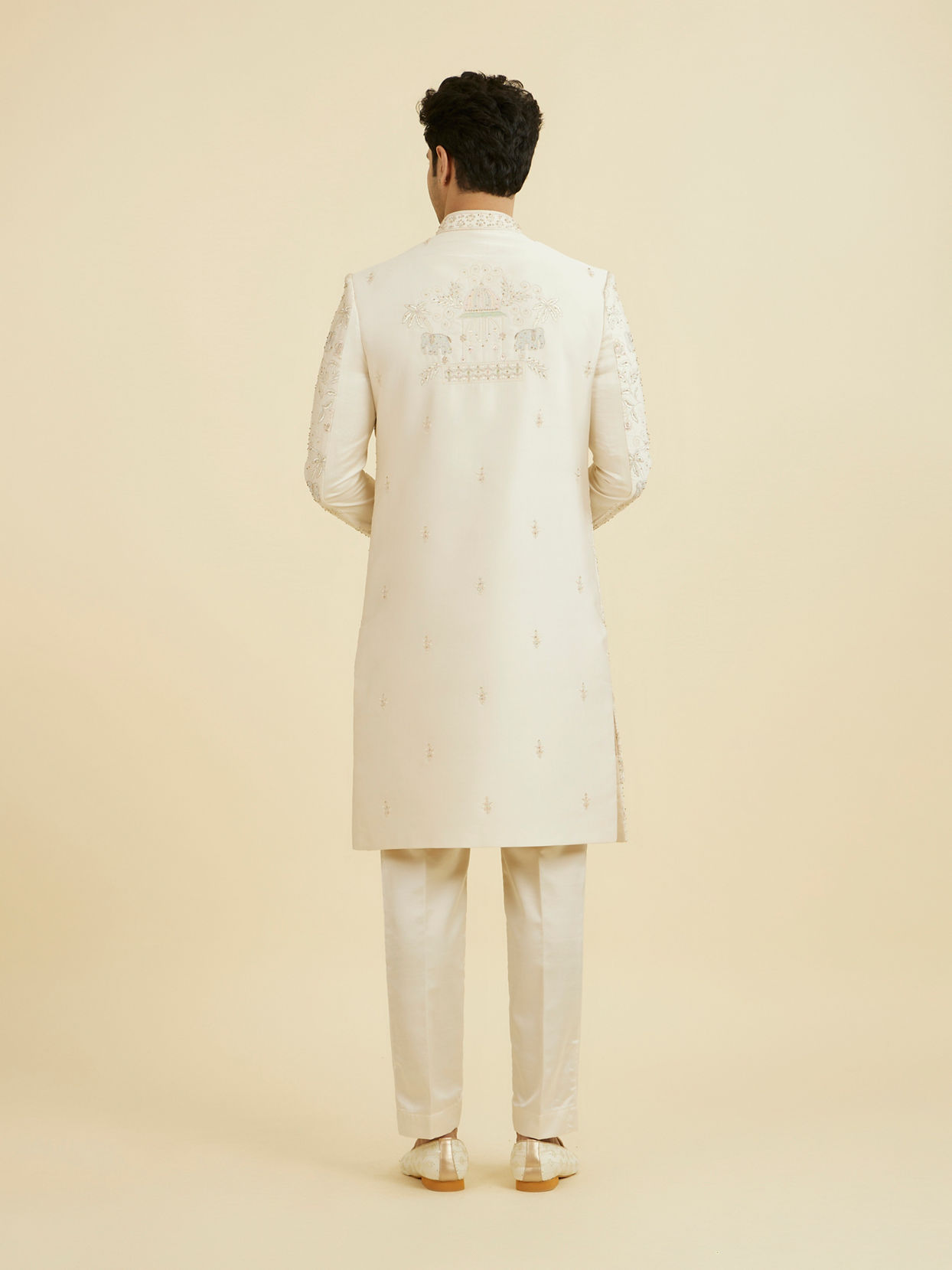 Manyavar Men Regal Beige Open Sherwani Set