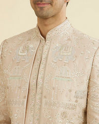Manyavar Men Natural Beige Open Sherwani