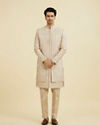 Manyavar Men Natural Beige Open Sherwani