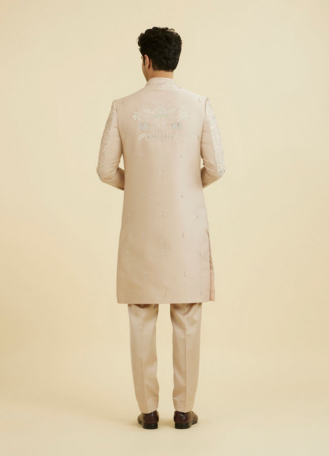 Manyavar Men Natural Beige Open Sherwani