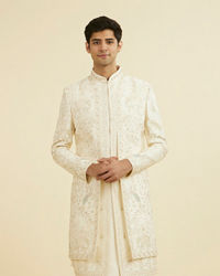 Manyavar Men Royal Cream Open Sherwani Ensemble