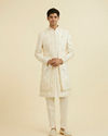 Manyavar Men Royal Cream Open Sherwani Ensemble