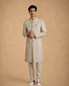 Manyavar Men Gold Tissue Thread-Embroidered Sherwani