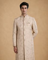Manyavar Men Gold Tissue Thread-Embroidered Sherwani